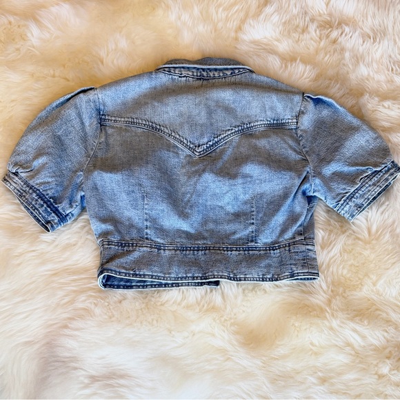 Re/Done Blue Crop Top with Short Sleeves - Picture 6 of 6